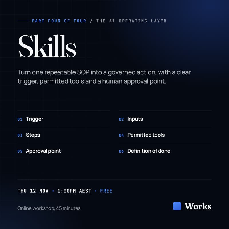 Cover Image for Skills Are the Last Layer: Turn an SOP Into a Governed AI Action