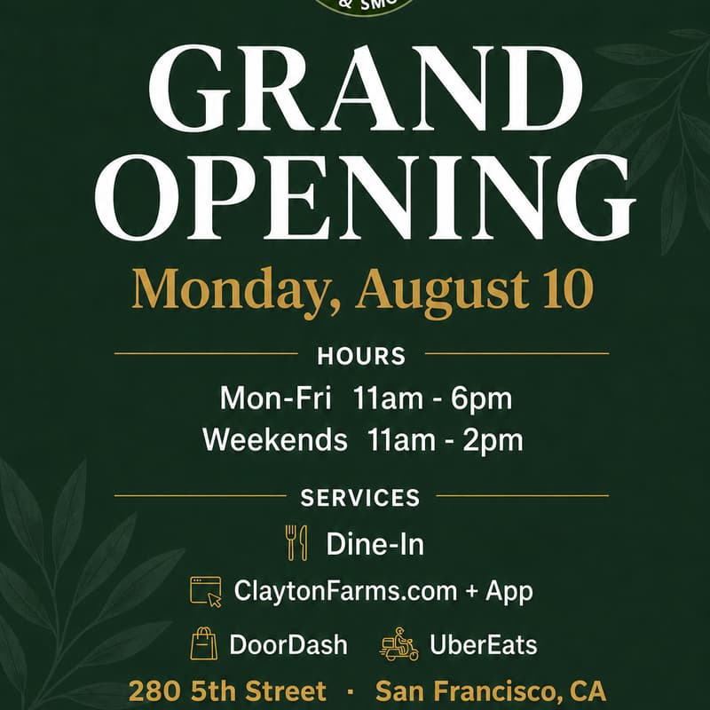 Cover Image for Grand Opening Clayton Farms Salads SF!🥗