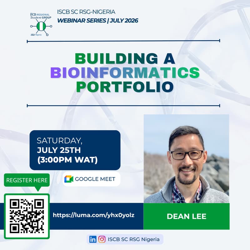 Cover Image for ISCB SC RSG-Nigeria July Webinar - Building a Bioinformatics Portfolio