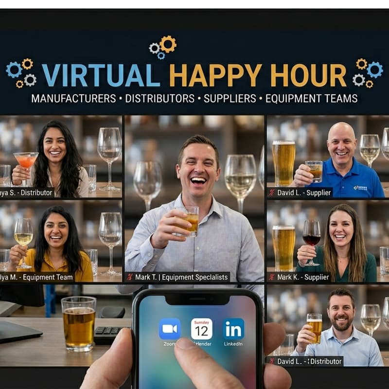 Cover Image for A Virtual Happy Hour for Parts-Driven Businesses I Manufacturers β’ Distributors β’ Suppliers β’ Equipment Teams