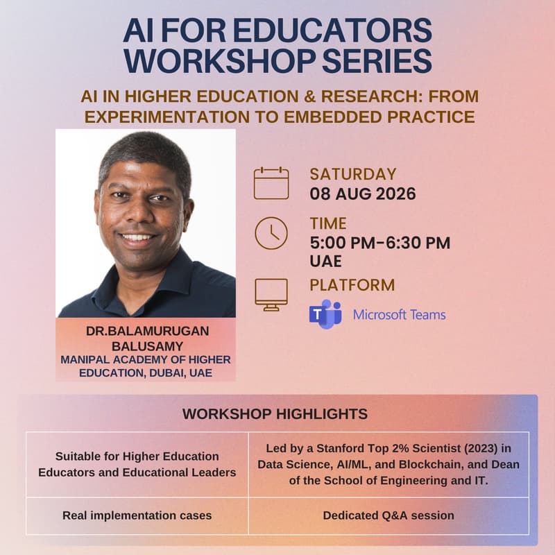 Cover Image for AI for Educators - Workshop 2 - AI in Higher Education & Research: From Experimentation to Embedded Practice
