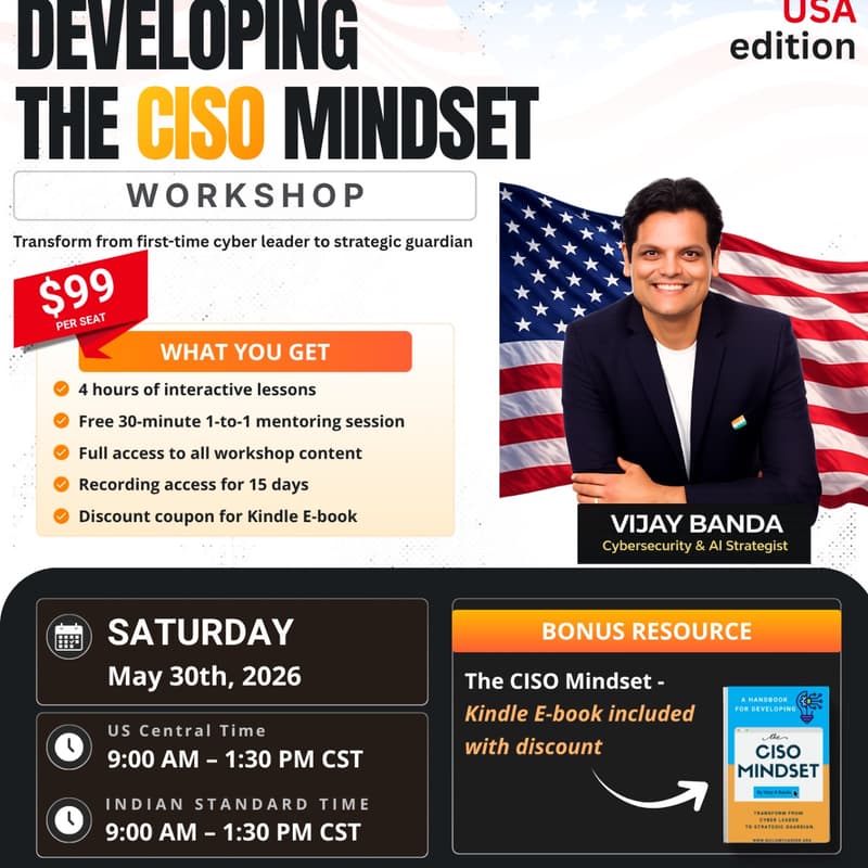 Cover Image for Developing The CISO Mindset Workshop ( Shift from an execution focus mindset to Boardroom-ready Cyber Leader)