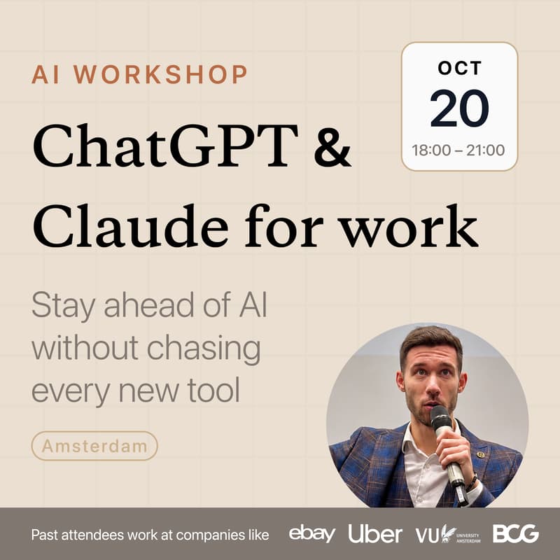 Cover Image for ChatGPT & Claude for Work · AI Workshop · Amsterdam