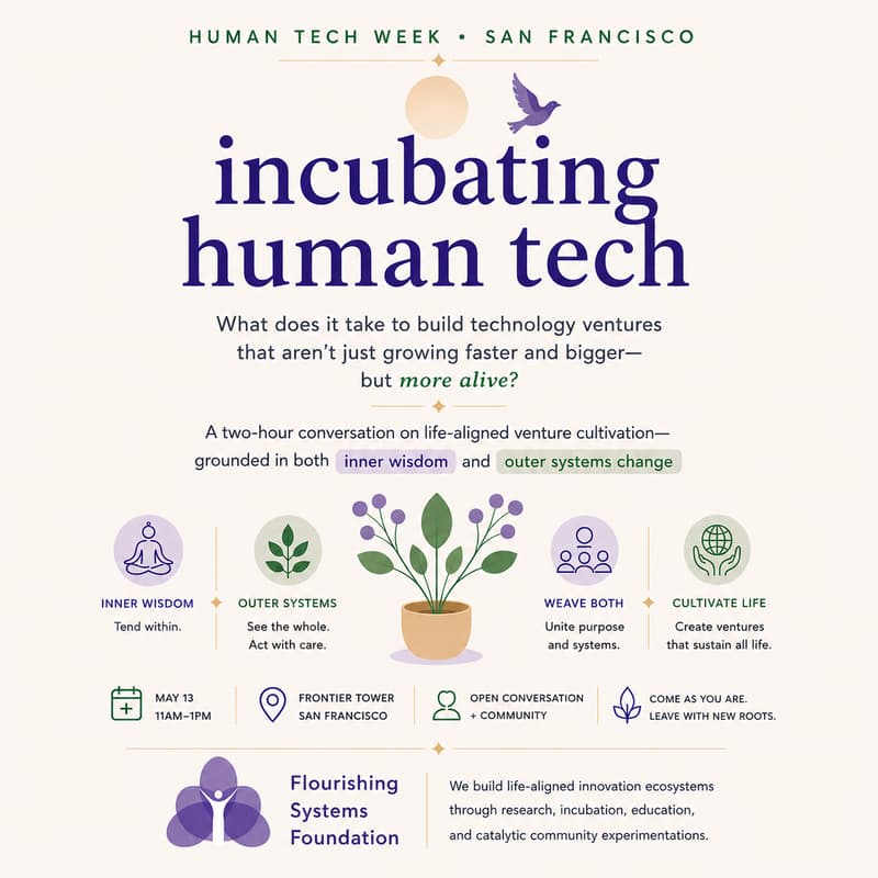 Cover Image for Incubating Human Tech: Where Inner Wisdom & Outer Systems Change Meet [🌷Human Tech Week Flourishing Track]