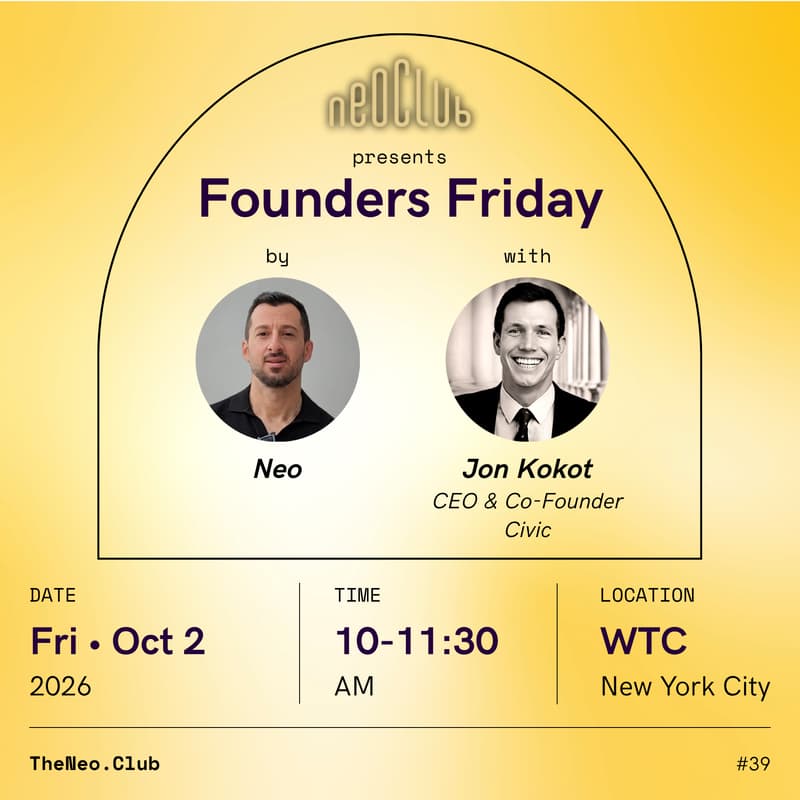 Cover Image for Founders Friday by Neo with Jon Kokot