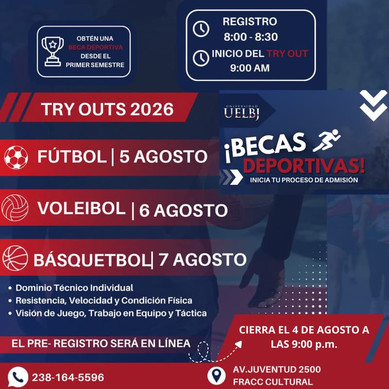 Cover Image for Becas Deportivas Pre-registro TRY OUTS 2026
