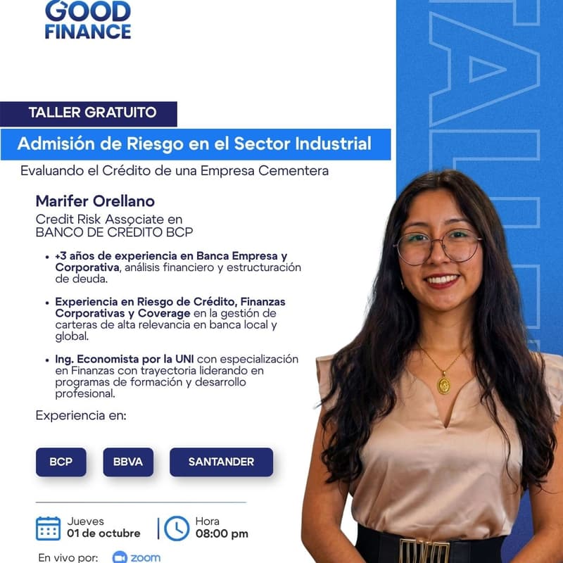 Cover Image for Taller Gratuito - Admisión de Riesgo en el Sector Industrial: Evaluando el Crédito de una Empresa Cementera