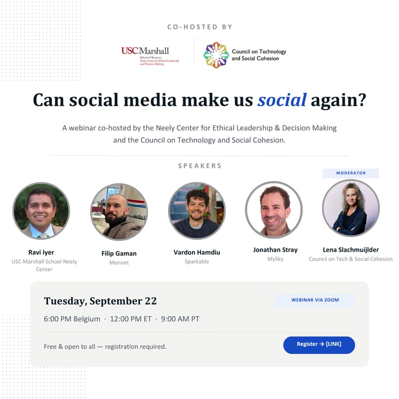 Cover Image for Can social media make us social again? | Council of Tech and Social Cohesion and the Neely Center event