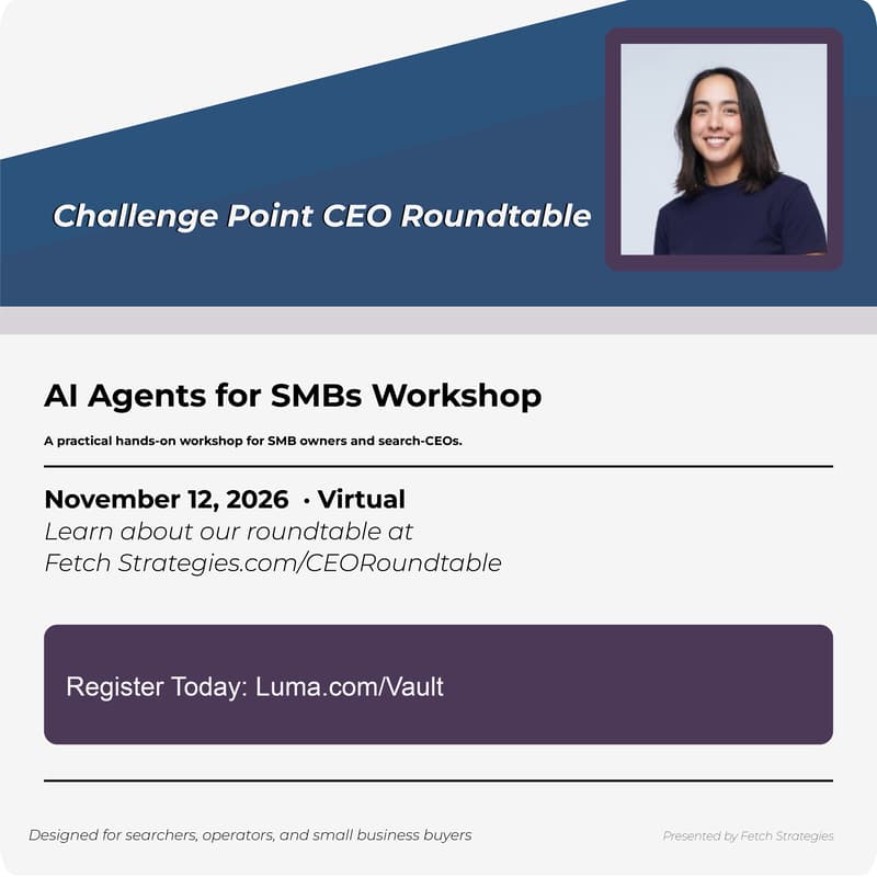 Cover Image for Challenge Point CEO Roundtable - AI Agents for Small Business: A Hands-On Workshop with Mari Zumbro