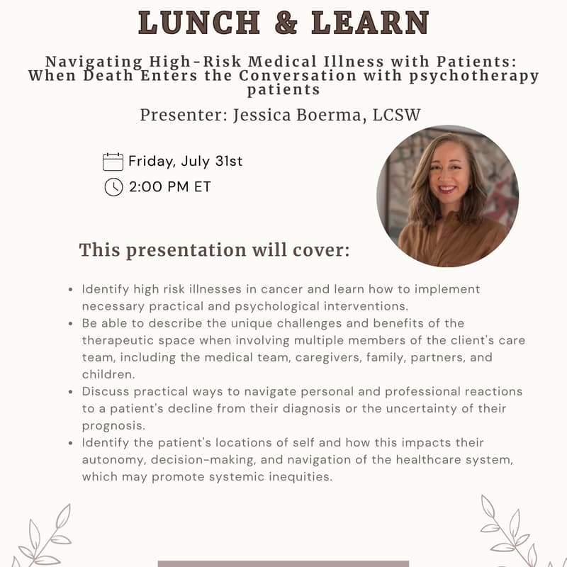 Cover Image for Behr Psychology Lunch & Learn with Jessica Boerma, LCSW
