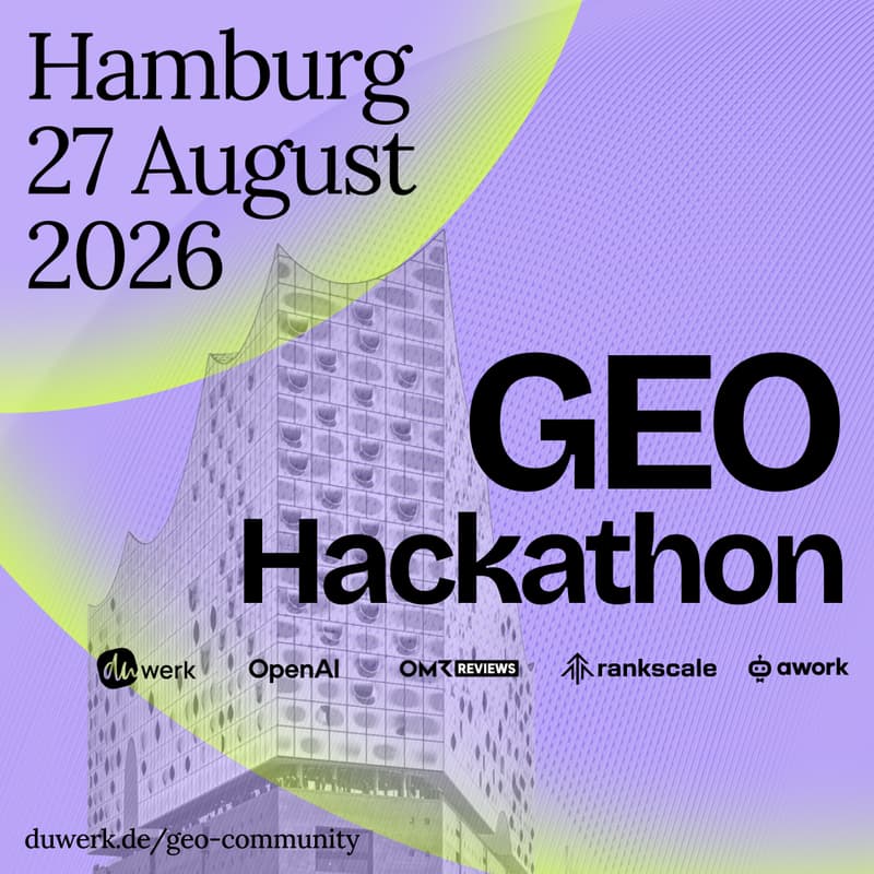 Cover Image for GEO Hackathon Hamburg ft. OMR Reviews, OpenAI, awork, Rankscale & duwerk