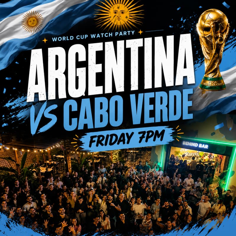 Cover Image for 🇦🇷 🕺 BA Digital Nomads - Lets watch the match together on a big screen! 🇦🇷 vs 🇨🇻 🤘🏼🍻