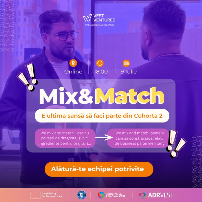 Cover Image for Mix & Match. Programul de Pre-Accelerare Vest Ventures 🚀