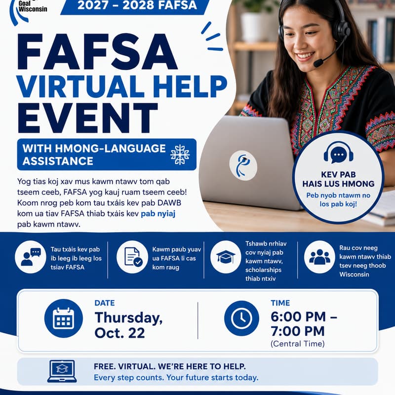 Cover Image for Free FAFSA Virtual Help Session (Hmong-Language Assistance) | 2027-2028 FAFSA