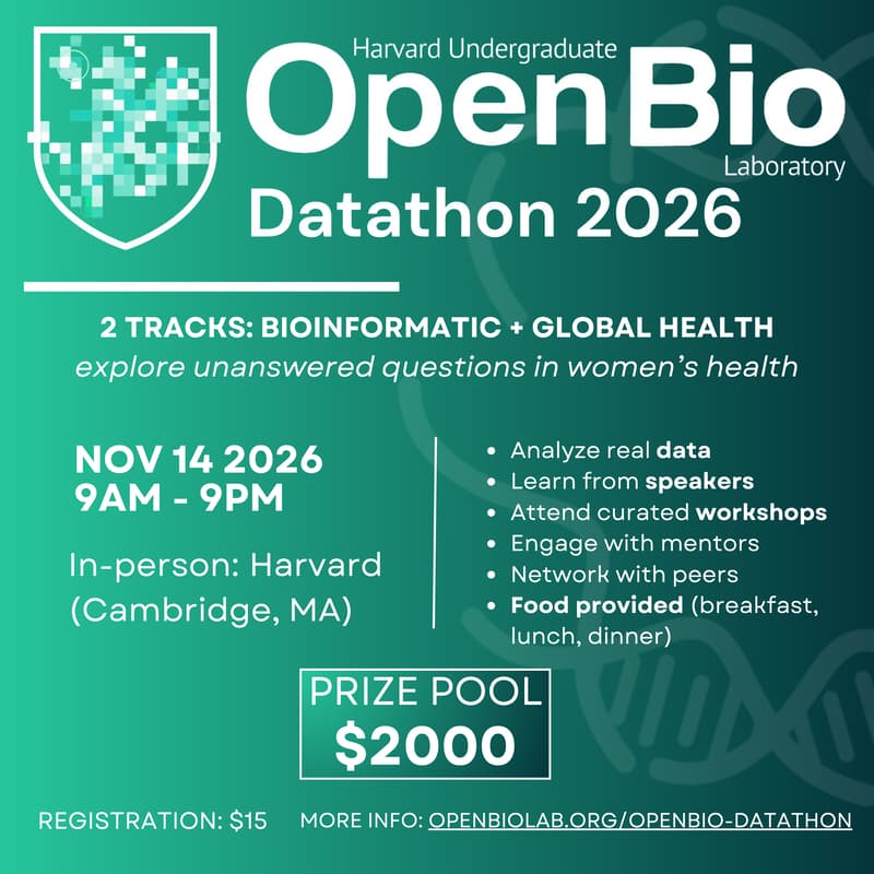 Cover Image for Harvard Undergraduate OpenBio Laboratory Datathon 2026