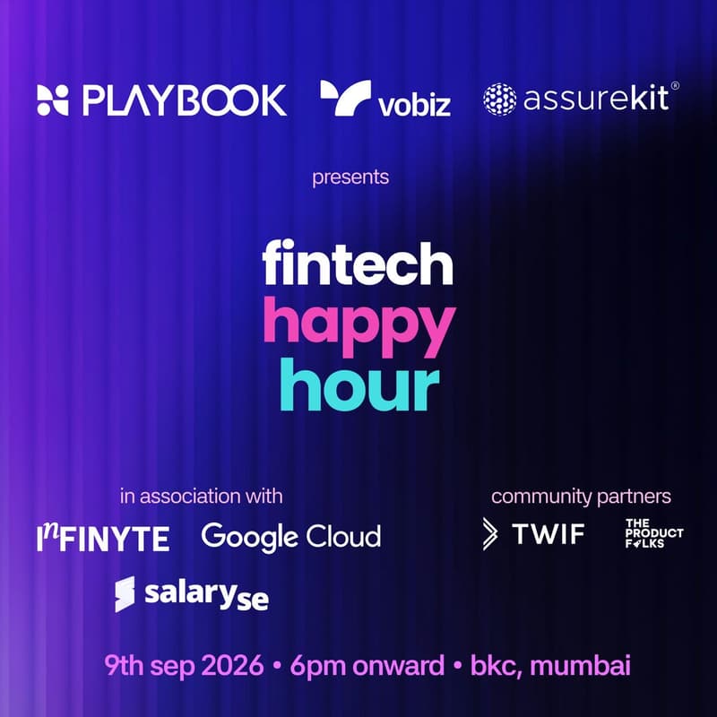 Cover Image for Fintech Happy Hour presented by Playbook, Vobiz and Assurekit | Mumbai • 9th Sep 2026
