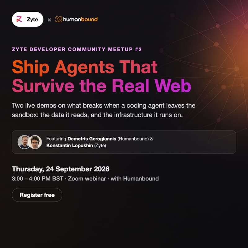 Cover Image for Zyte Developer community meetup #2 x Humanbound.ai