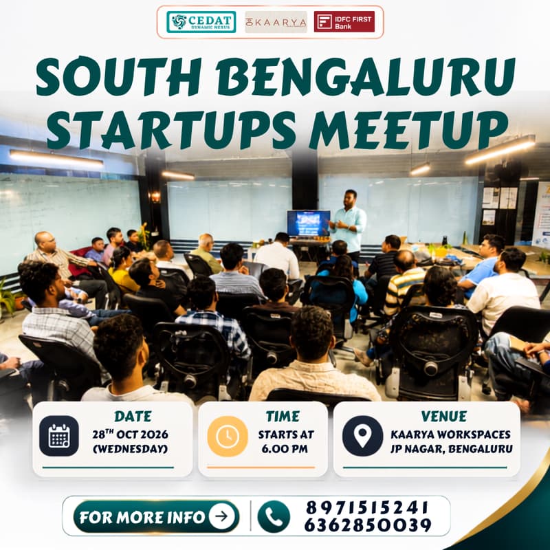 Cover Image for South Bengaluru Startups Meetup by CEDAT