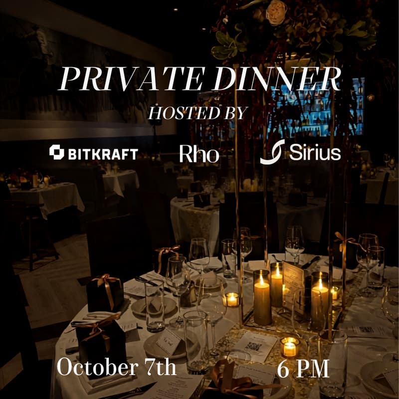 Cover Image for Private Consumer Dinner by Sirius × BITKRAFT x Rho