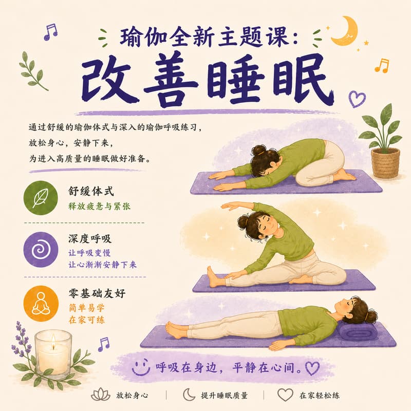 Cover Image for 9月6日周日💜瑜伽预约💜 今夜好眠🌛睡眠修复瑜伽🧘
