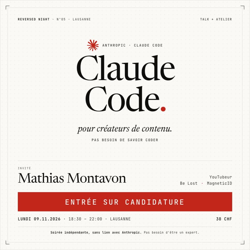 Cover Image for Claude Code pour créateurs de contenu | Reversed Night #5