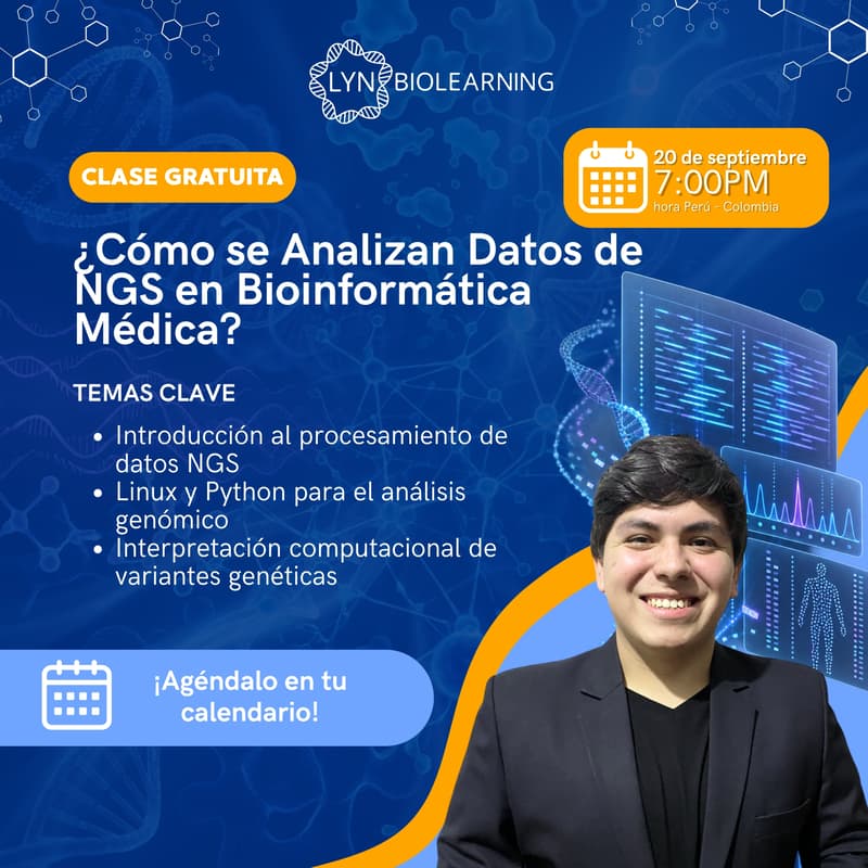 Cover Image for Clase gratuita “Cómo se Analizan Datos de NGS en Bioinformática Médica”