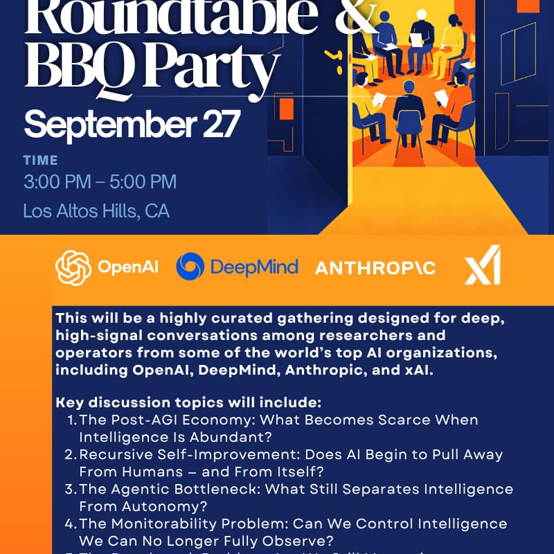 Cover Image for Top AI Researchers Roundtable & BBQ Party in Los Altos Hills
