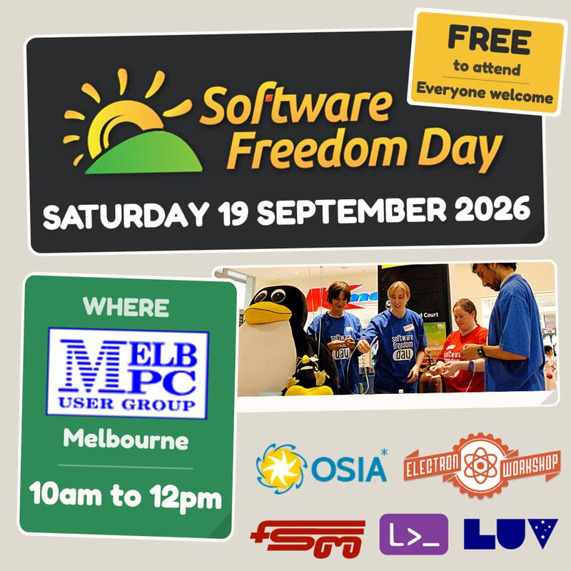 Cover Image for Software Freedom Day 2026 at MelbPC