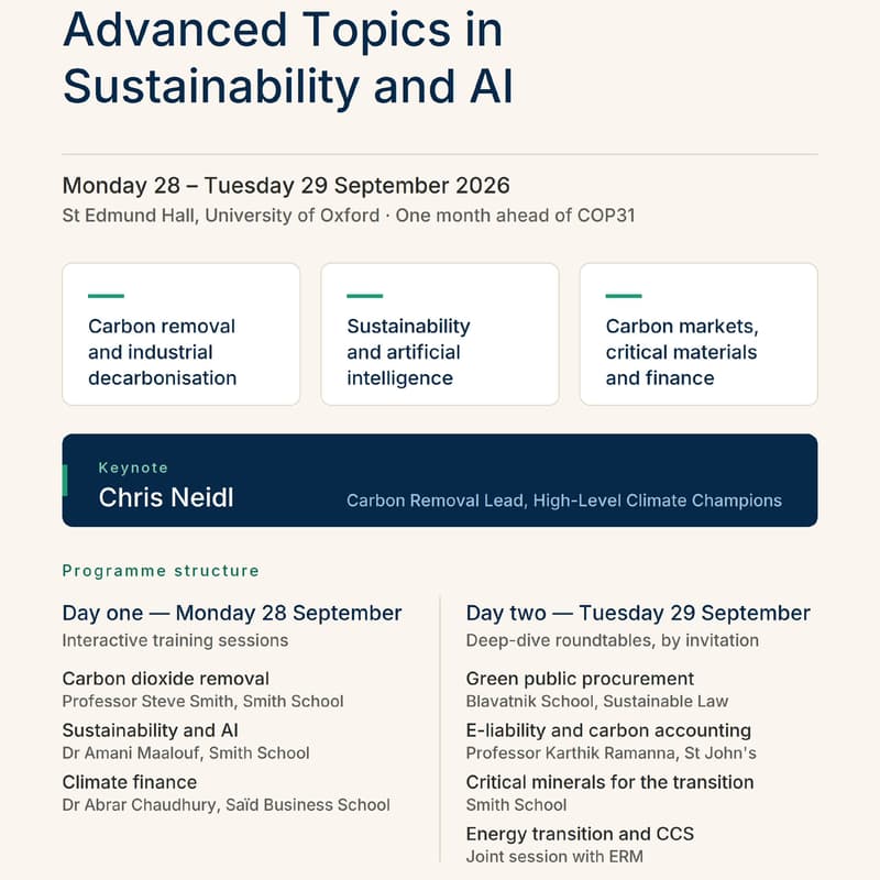Cover Image for OCTD Oxford Executive Programme 2026 — Advanced Topics in Sustainability