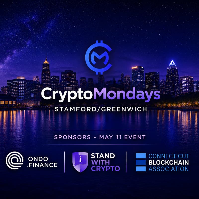 Cover Image for CryptoMondays Stamford/Greenwich - Monday, May 11 - Featuring A Fireside Chat With Jeffrey Wallis, CEO Of N3XT, A Full-Reserve Digital Bank