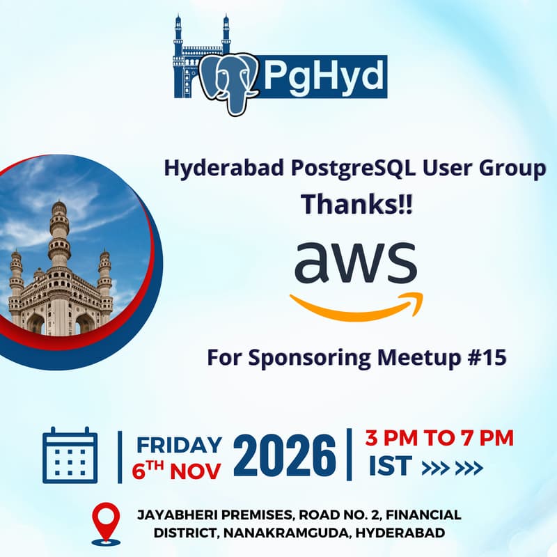 Cover Image for Hyderabad PostgreSQL UserGroup Meetup