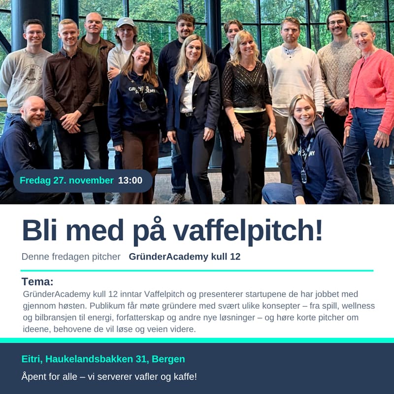 Cover Image for Fredagsvaffel på Eitri: Møt GründerAcademy kull 12 🚀