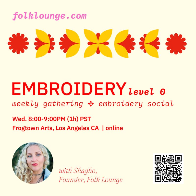 Cover Image for Hand Embroidery Group Class Level 0 ✥ Embroidery Social