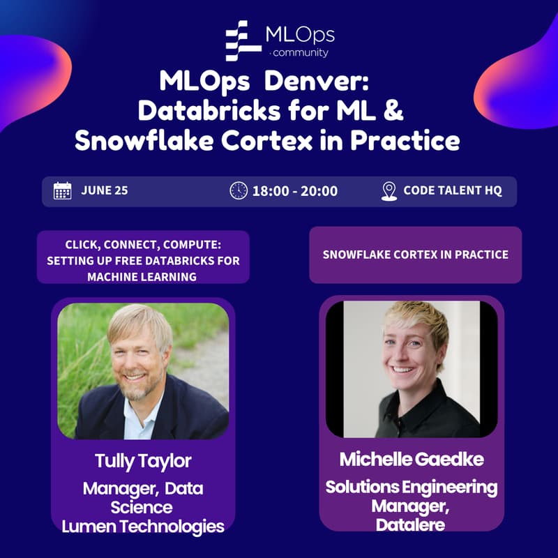 Cover Image for MLOps Denver: Databricks for ML & Snowflake Cortex in Practice