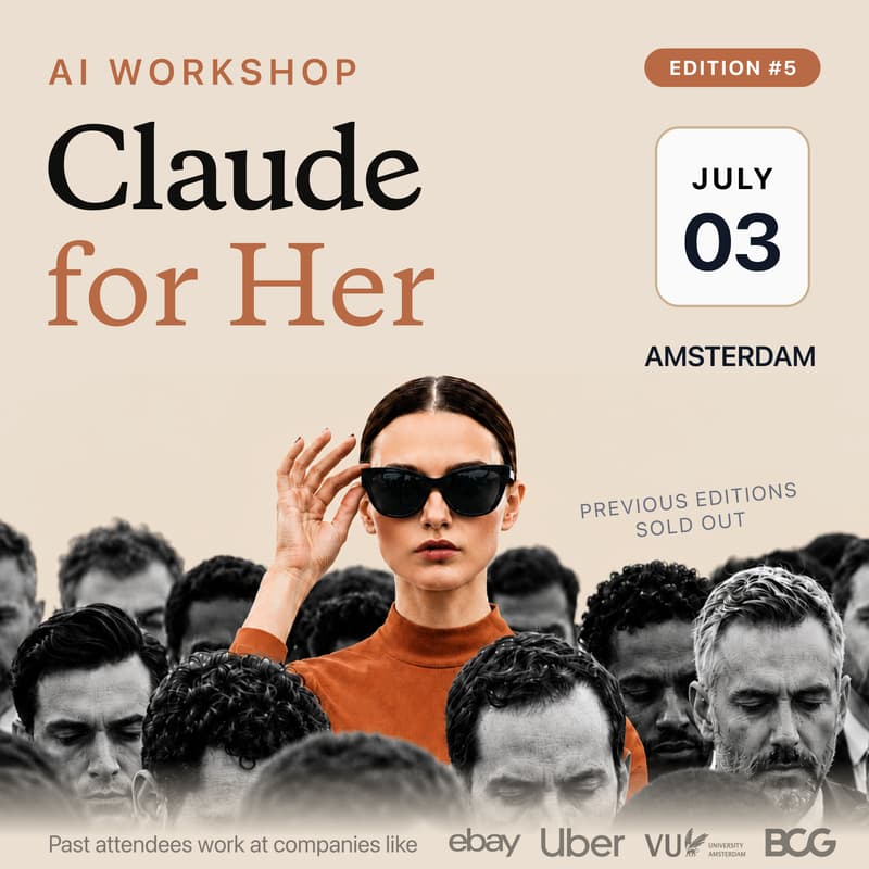 Cover Image for Claude for Her · AI Workshop for Women · Amsterdam