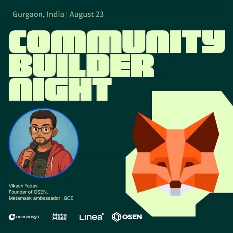 Cover Image for MetaMask Community Builder Night Gurgaon, India Edition
