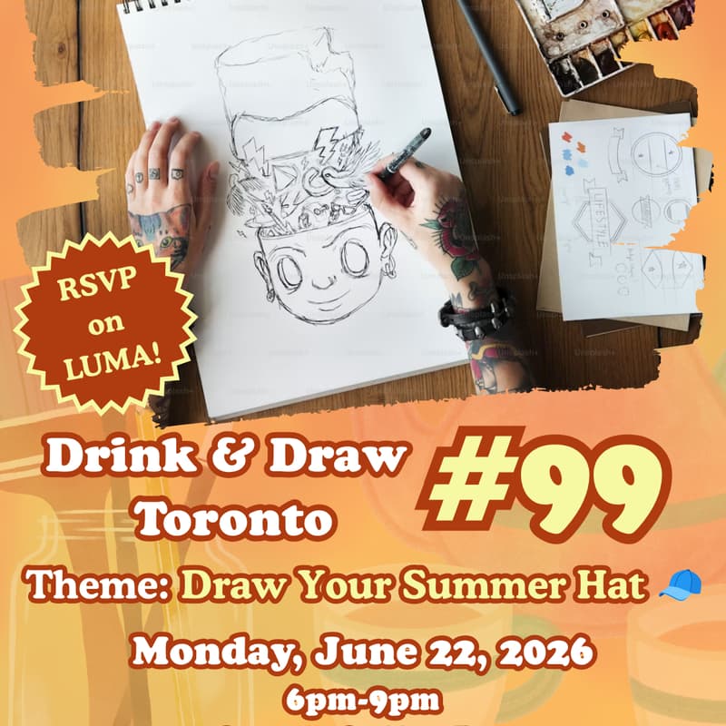 Cover Image for Drink & Draw Toronto #99: Draw your summer hat 🧢