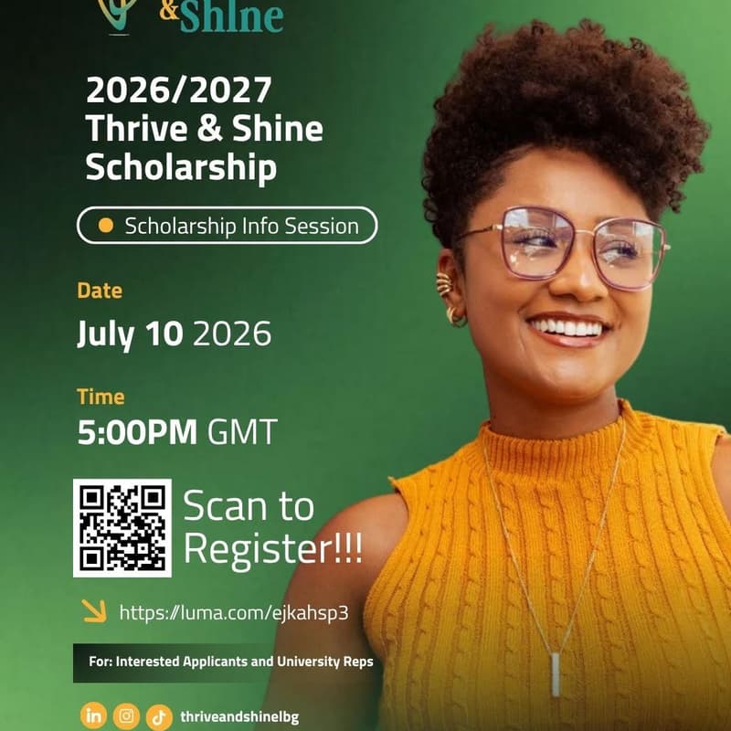 Cover Image for Info Session: 2026/27 Thrive & Shine Scholarship