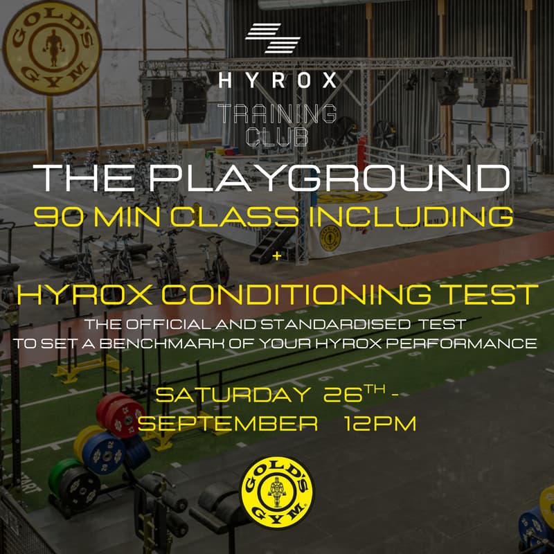 Cover Image for HYROX CONDITIONING TEST 🏅GOLD’S GYM 90 MINS TAKE OVER - THE PLAYGROUND 🛝