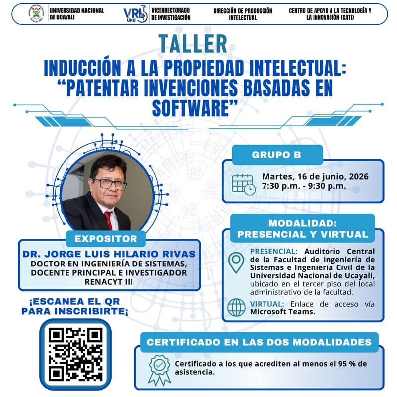 Cover Image for Taller: Inducción a la Propiedad Intelectual: “Patentar Invenciones Basadas en Software”