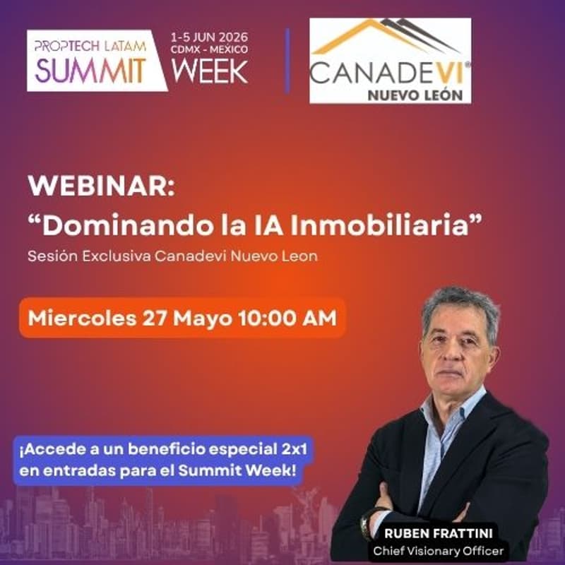 Cover Image for 🚀 ¡ACCESO DIRECTO! Webinar IA Inmobiliaria para CANADEVI Nuevo León