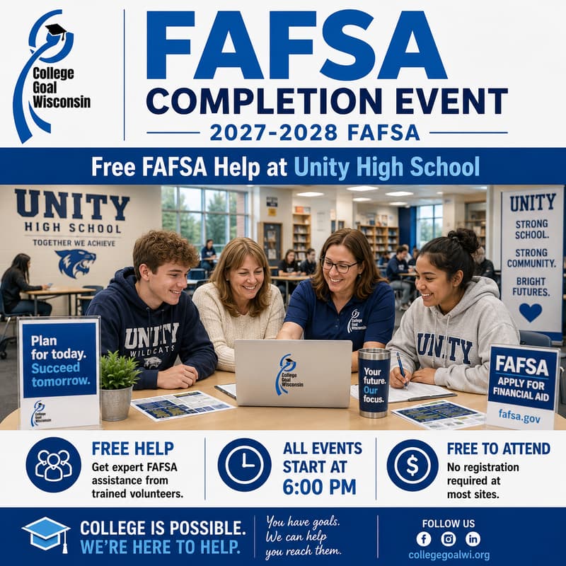 Cover Image for College Goal Wisconsin — Free FAFSA Help at Unity High School