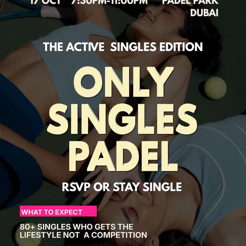 Cover Image for SINGLES PADEL MIXER | PADEL PARK DUBAI | 17TH OCTOBER | 21+