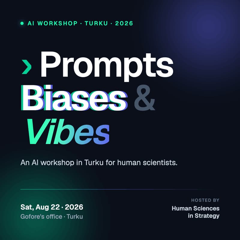 Cover Image for Prompts, Biases & Vibes - An AI Workshop in Turku for Human Scientists
