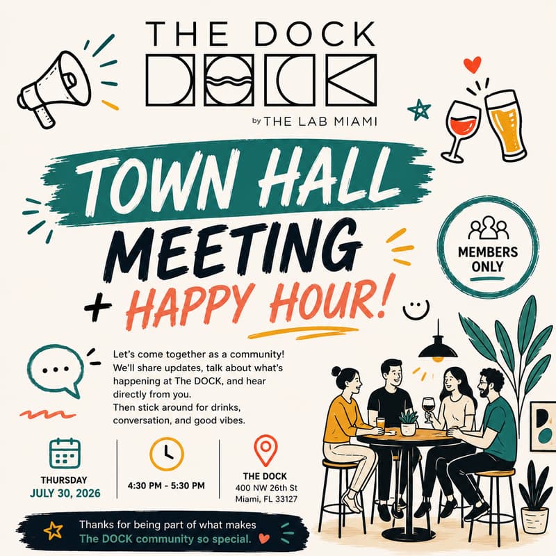 Cover Image for The DOCK Town Hall 🏛️+ Happy Hour 🍻