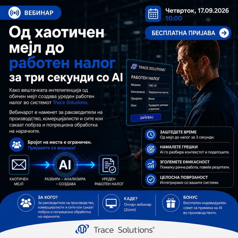 Cover Image for Од хаотичен мејл до работен налог за три секунди со AI | четврток, 17 септември 2026 | 10:00