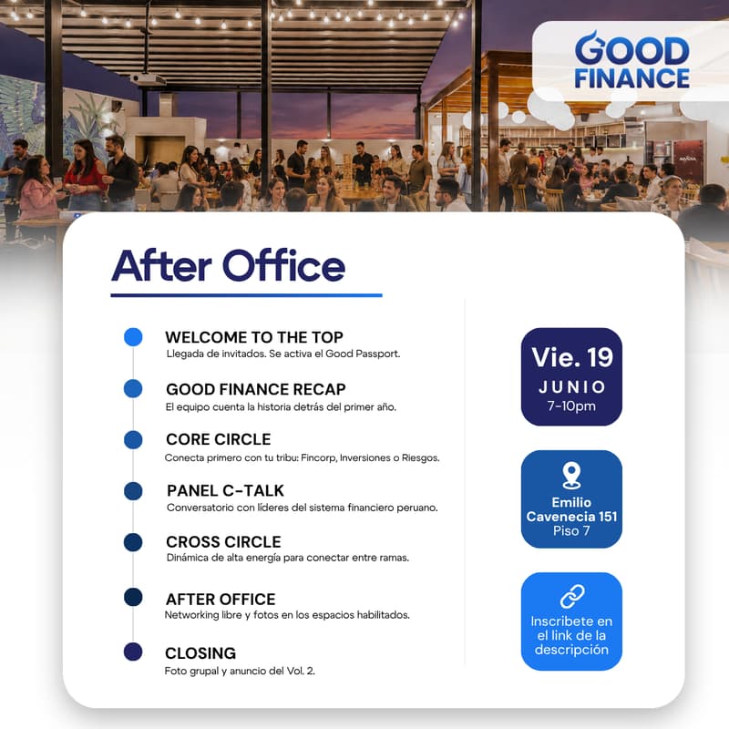 Cover Image for Sorteo · 2 pases free al After Office Good Finance