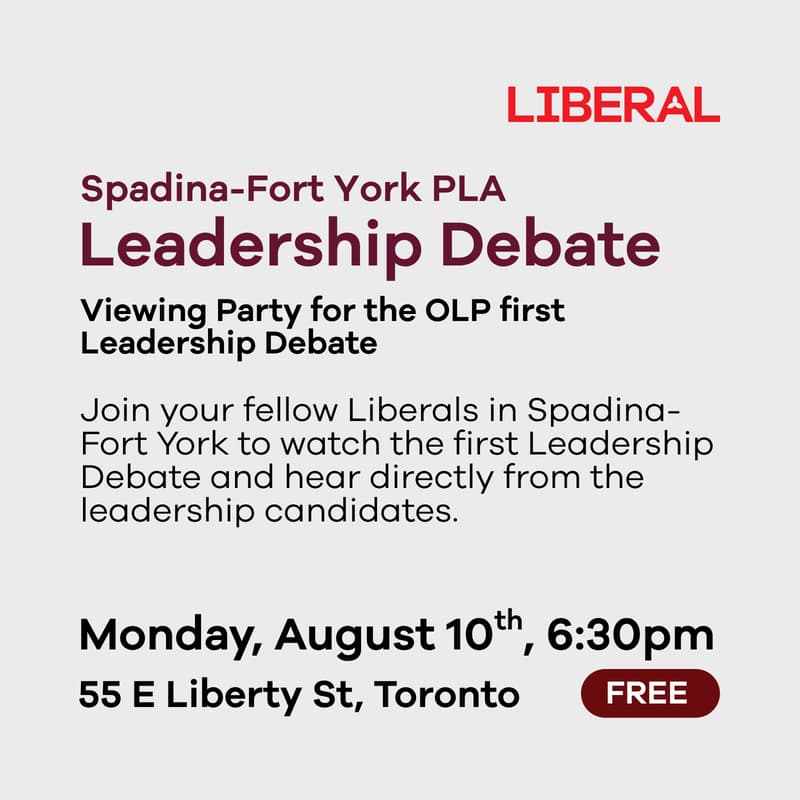 Cover Image for Spadina-Fort York PLA: Leadership Debate Viewing Party