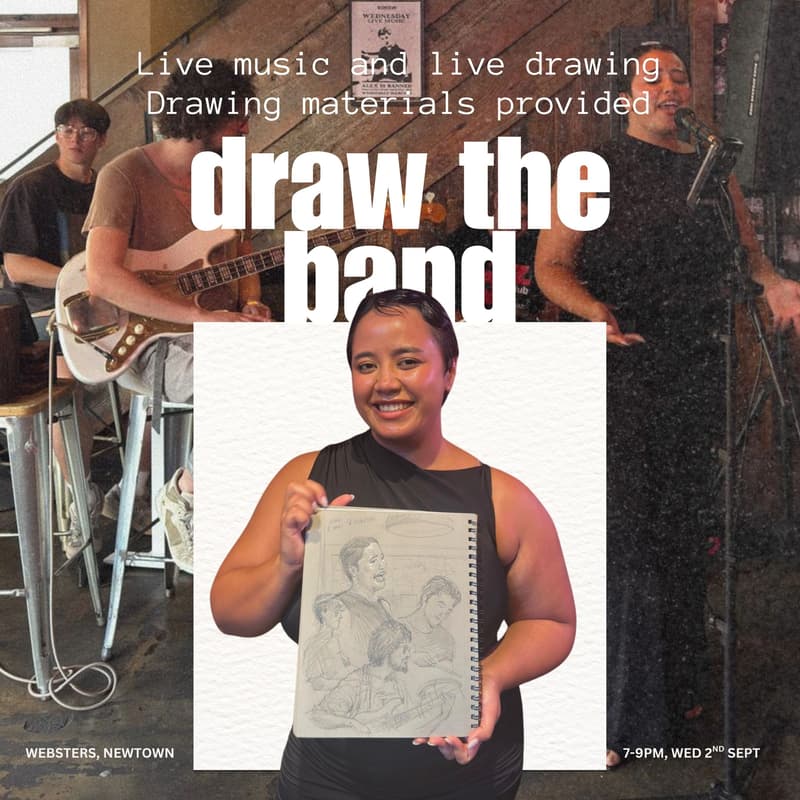 Cover Image for Live Drawing & Live Music @ Websters, Newtown
