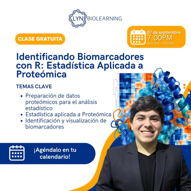 Cover Image for 🧬 Clase Gratuita: Identificando Biomarcadores con R: Estadística Aplicada a Proteómica